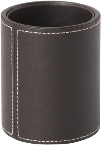Picture of OSCO BROWN LEATHER PEN POT ROUND